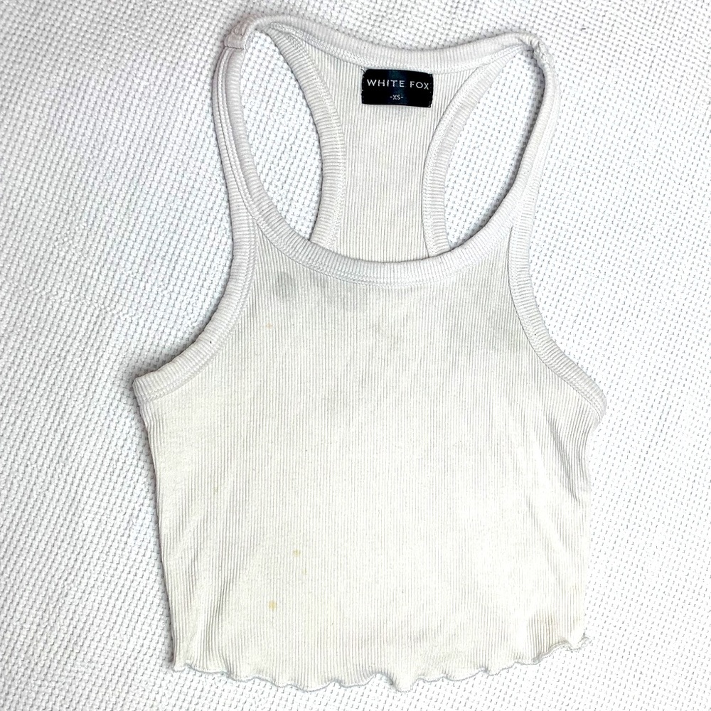 White fox white crop tank